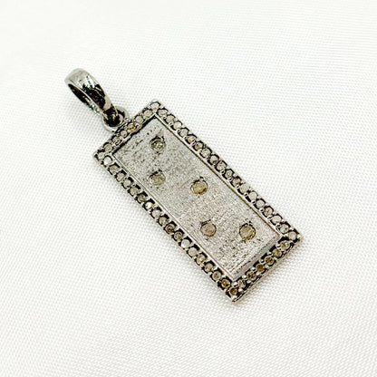 DP323. Diamond & Sterling Silver Rectangle Pendant