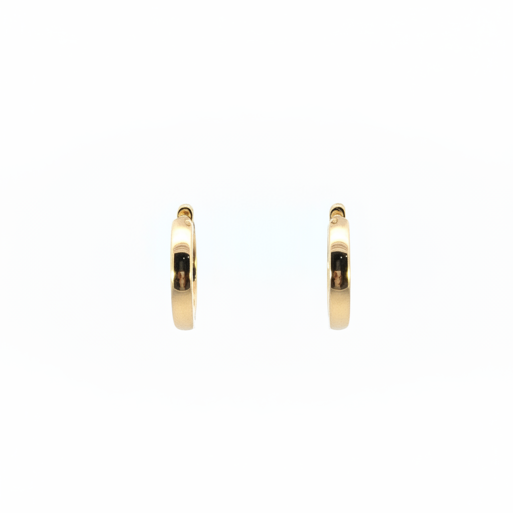 EHD57618. 14k Solid Yellow Gold Diamond Huggie Hoop Earrings