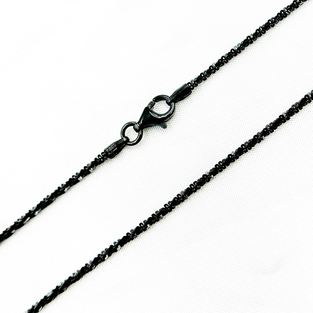 Black Rhodium 925 Sterling Silver Pop Corn Finish Necklace. MAR30BR