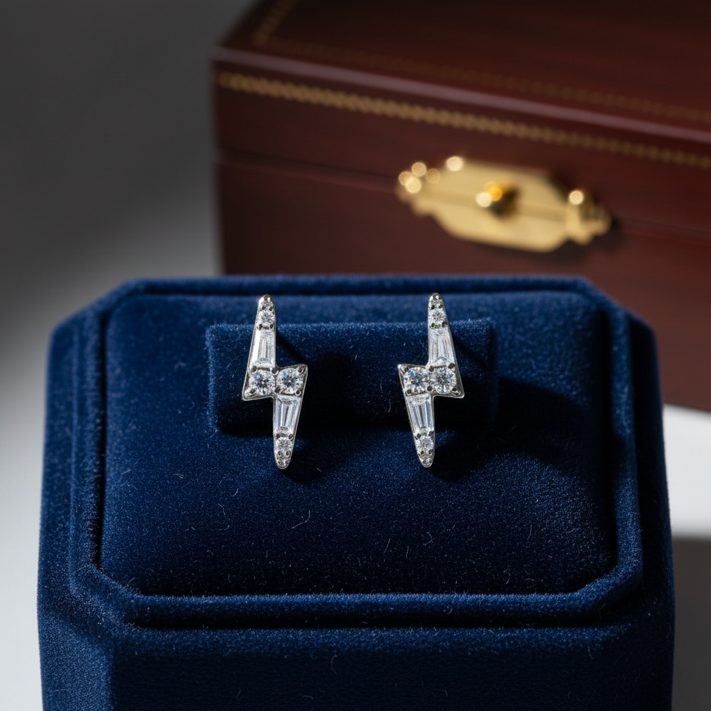 EFB54269. 14K Solid Gold Diamond Ray Studs