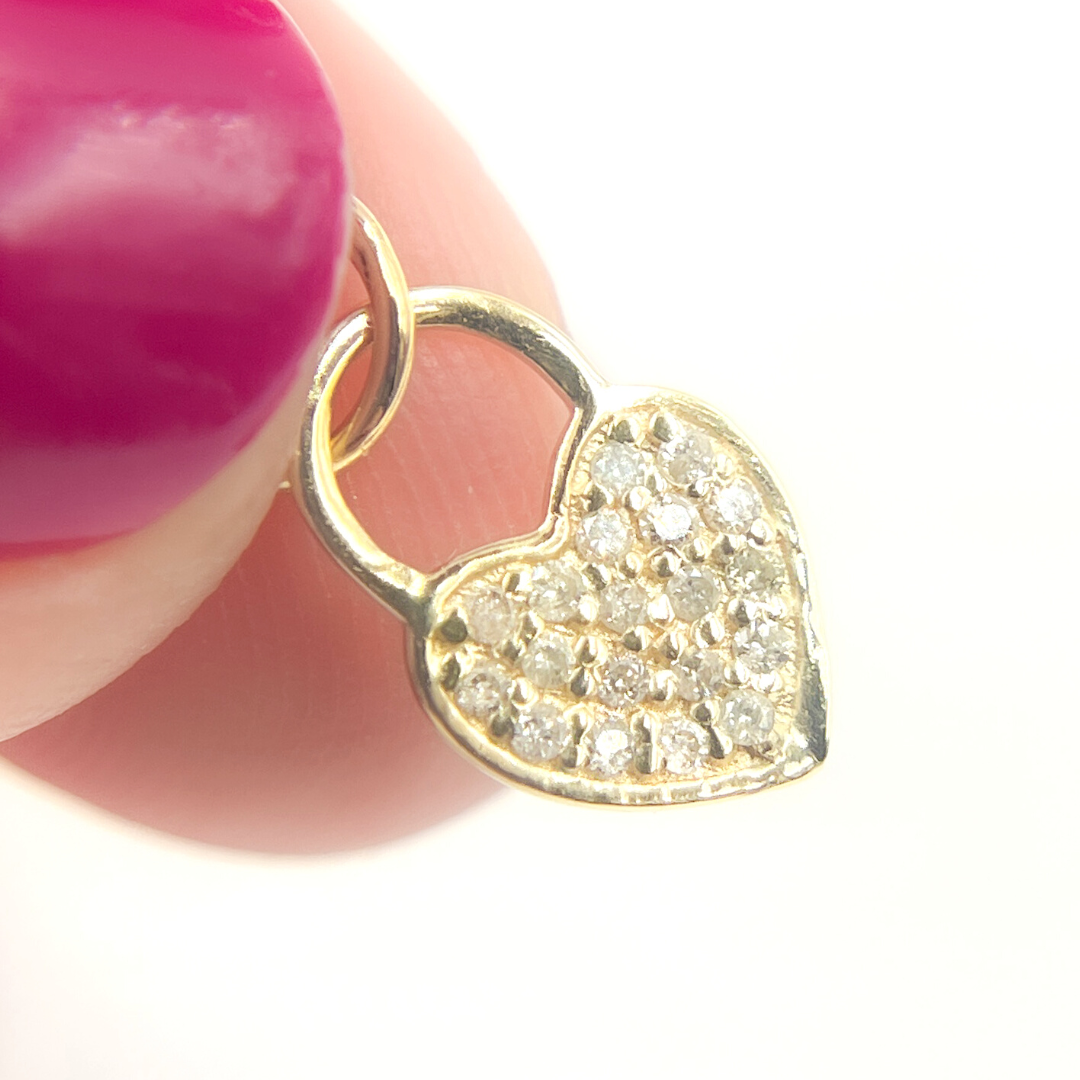 14K Solid Gold Diamond Heart Charm. GDP447