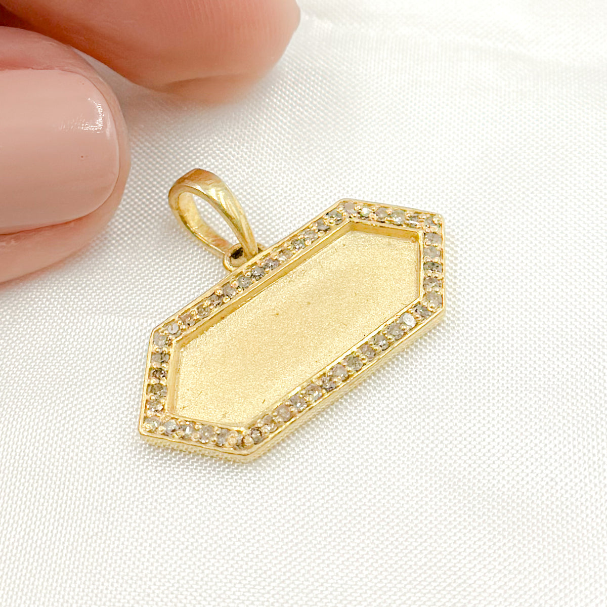 Diamond & Sterling Silver Hexagon Pendant