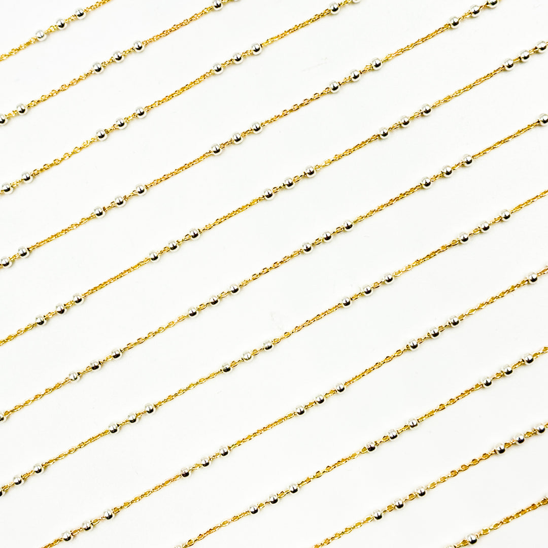 V289TT. 14k Gold Filled Chain and 3 Sterling Silver Beads in Between