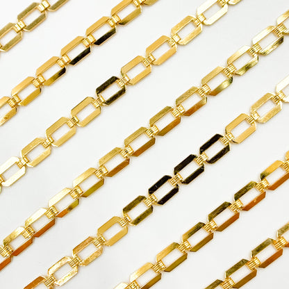 11SM60GF. 14K Gold-Filled Modern Rectangular Fancy Link Chain