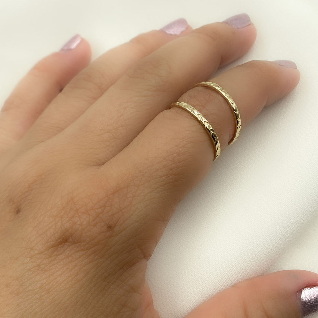 14K Solid Gold Texture Ring. ZGG672