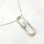 Load image into Gallery viewer, 14K Solid Gold Diamond Paperclip Shape Necklace. NT403712
