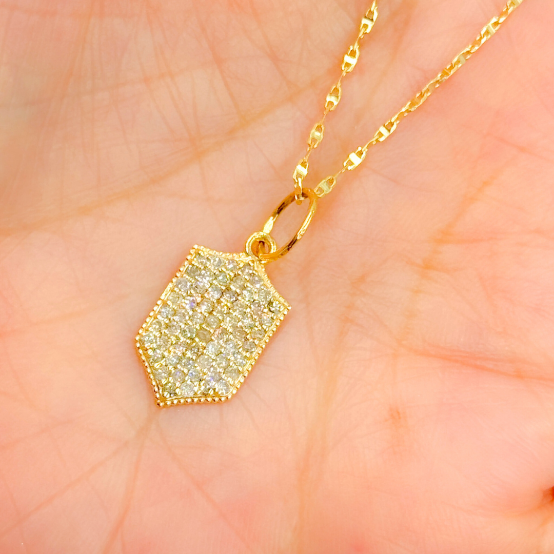 GDP610. 14K Solid Gold Shield Charm with Diamonds