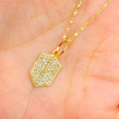 GDP610. 14K Solid Gold Shield Charm with Diamonds