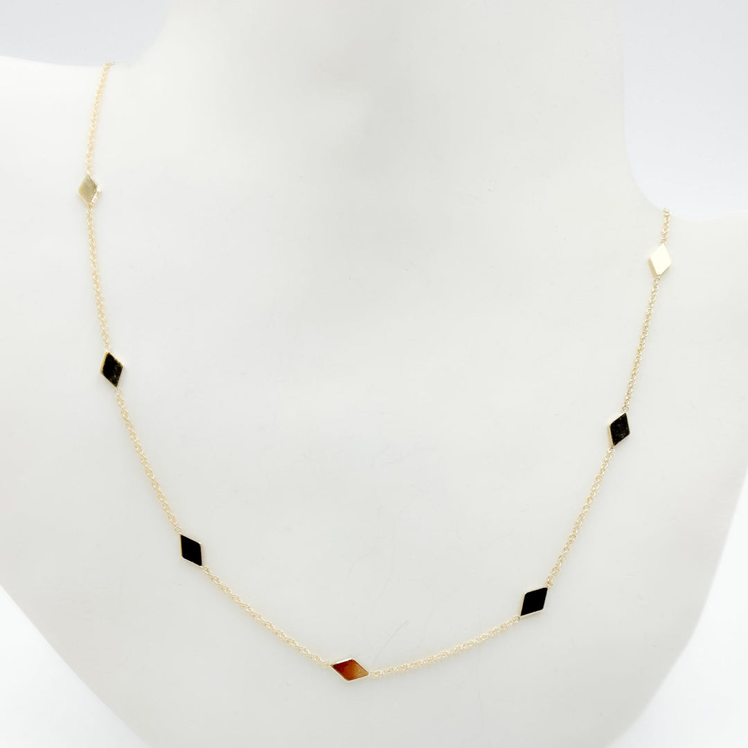 NK/BR5085. 14k Solid Yellow Gold Rhomb Link Necklace