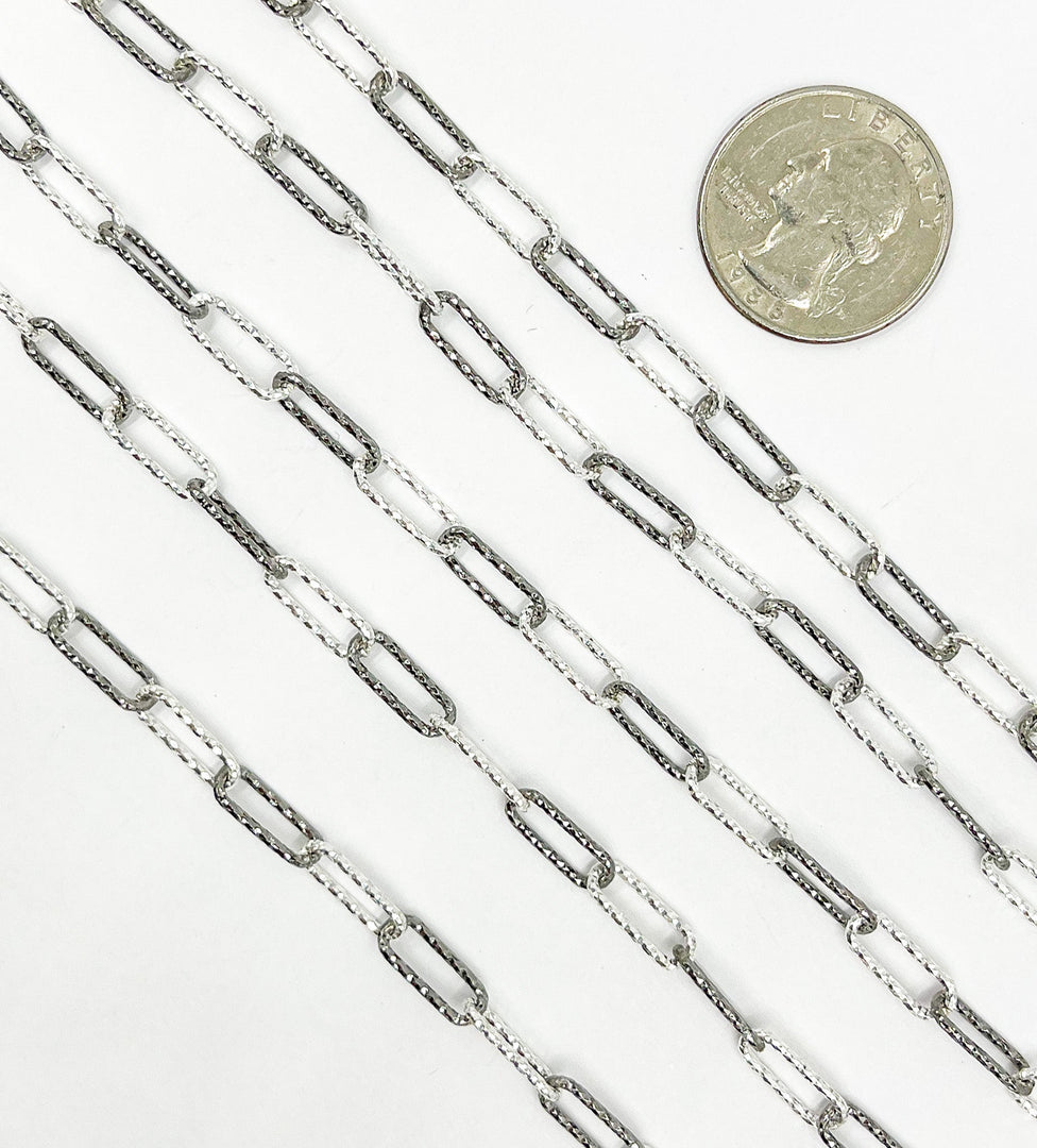 925 Sterling Silver Diamond Cut Paperclip Link Chain. V9SB