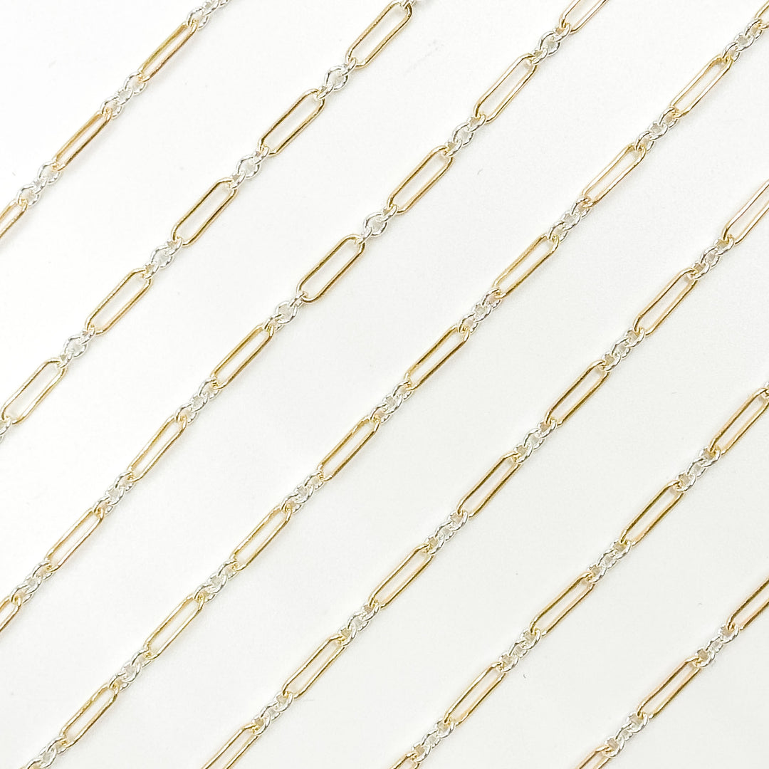 XM/2331/SP. 14k Gold Filled 1 Long & 3 Sterling Silver Short Link Chain