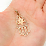 Load image into Gallery viewer, DP597. Diamond &amp; Sterling Silver Star Hamsa Pendant
