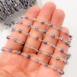 Load image into Gallery viewer, CQU51. Coated Blue Quartz Sterling Silver Wire Wrap Chain
