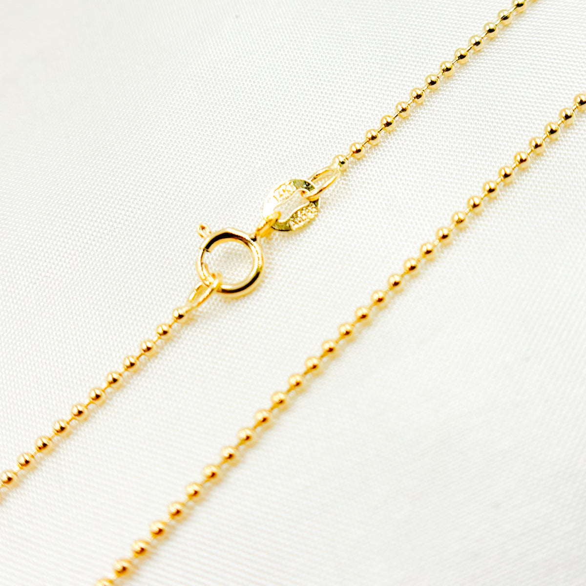 14K Solid Yellow Gold Ball Link Chain