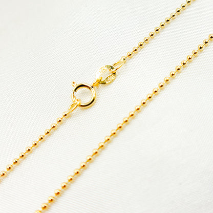 14K Solid Yellow Gold Ball Link Chain