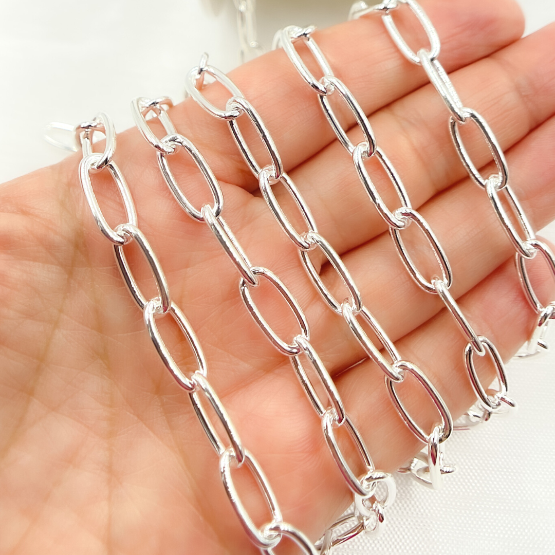 925 Sterling Silver Oval Cable Link Chain. V14SS