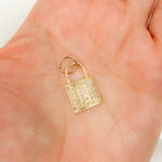 Load image into Gallery viewer, GDP62. 14K Solid Gold Diamond Lock Charm
