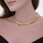 Load image into Gallery viewer, NFH72750. 14K Solid Gold Diamond Snake Necklace