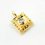 Load image into Gallery viewer, DC459. Diamond Sterling Silver Square Charm with Polki Diamond
