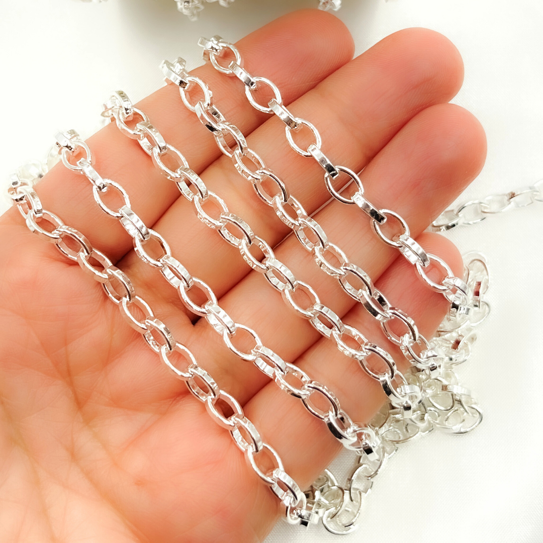 V64SS. Sterling Silver Flat Oval Link Chain