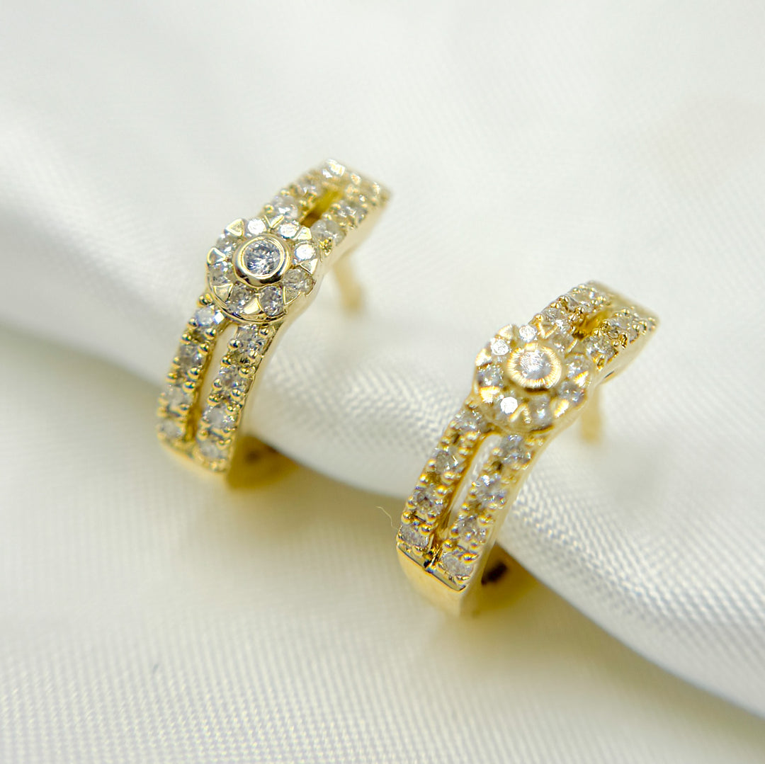 14K Solid Gold Baguette Diamond Huggies. HP400798