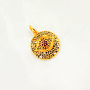 Diamond Sterling Silver Round Eye Charm with Gemstone