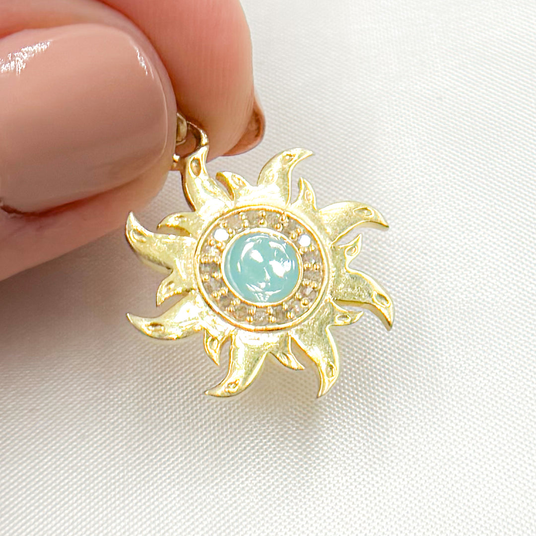 DP652A. Diamond Sterling Silver Sun Enamel Pendant