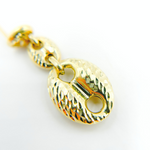 Load image into Gallery viewer, GER86. 14K Solid Gold Puffed Mariner Diamond Cut Link Earrings