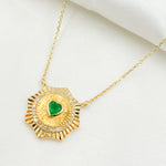 Load image into Gallery viewer, 14k Solid Gold Emerald Heart and Diamond Necklace. CN96235EM
