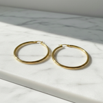 Load image into Gallery viewer, GER165. 14K Solid Gold Hollow Smooth Hoop