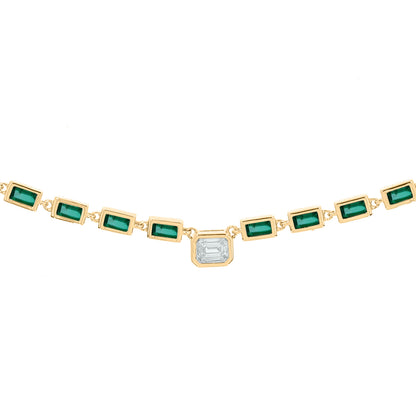 NFF70760. 14K Solid Gold Diamond Rectangle Necklace