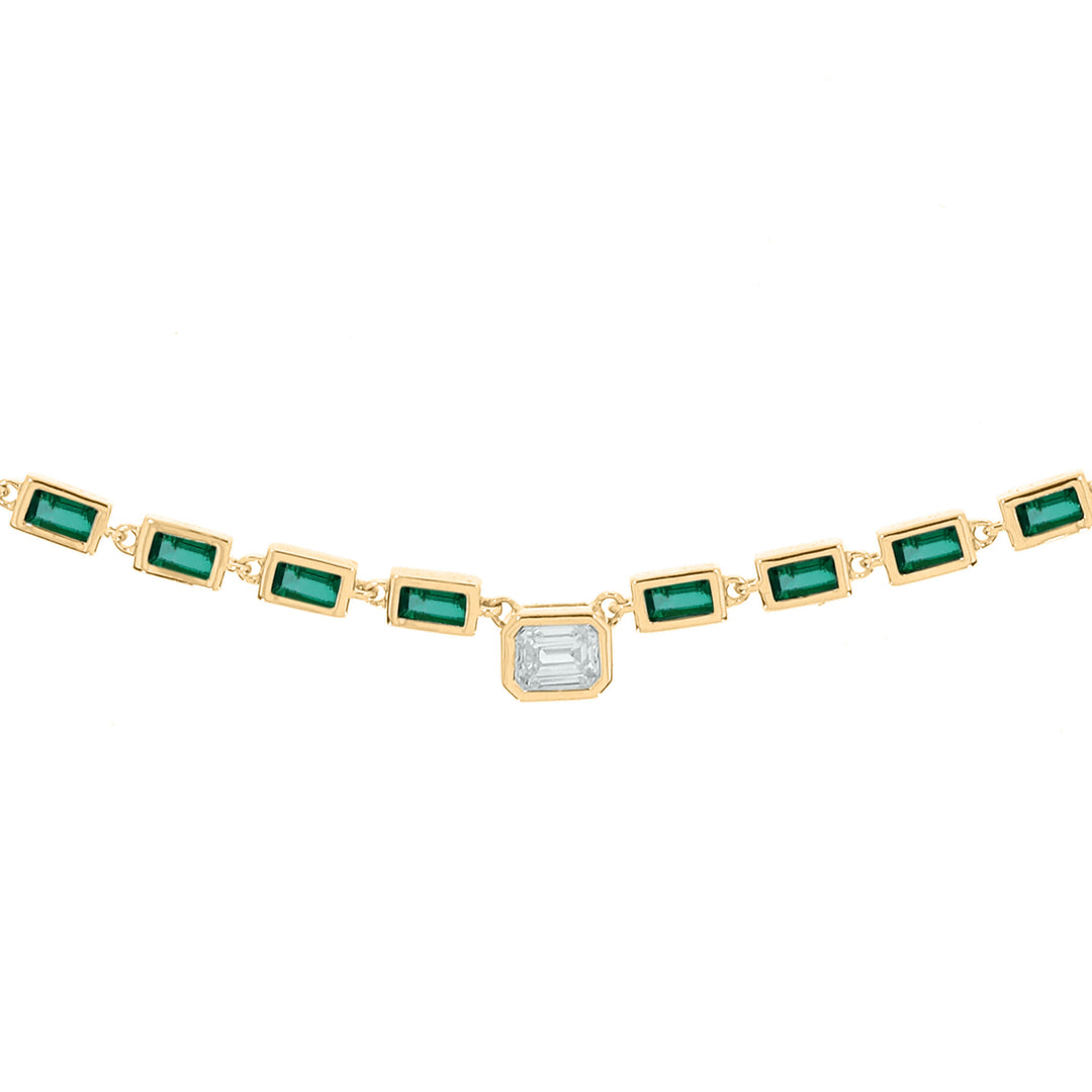 NFF70760. 14K Solid Gold Diamond Rectangle Necklace