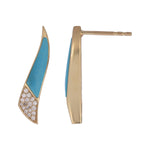 Load image into Gallery viewer, DER03375TQ. 14K Solid Gold Diamond and Turquoise Fancy Stud Earrings