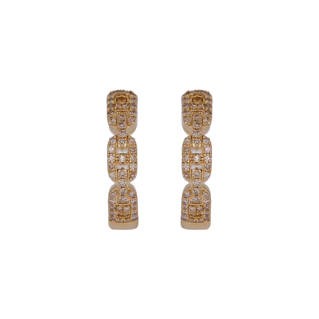 EHF57624. 14K Solid Yellow Gold Diamond Hoop Earrings