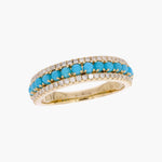 Load image into Gallery viewer, RAE02246TQ. 14k Solid Gold Turquoise and Diamond Band Ring