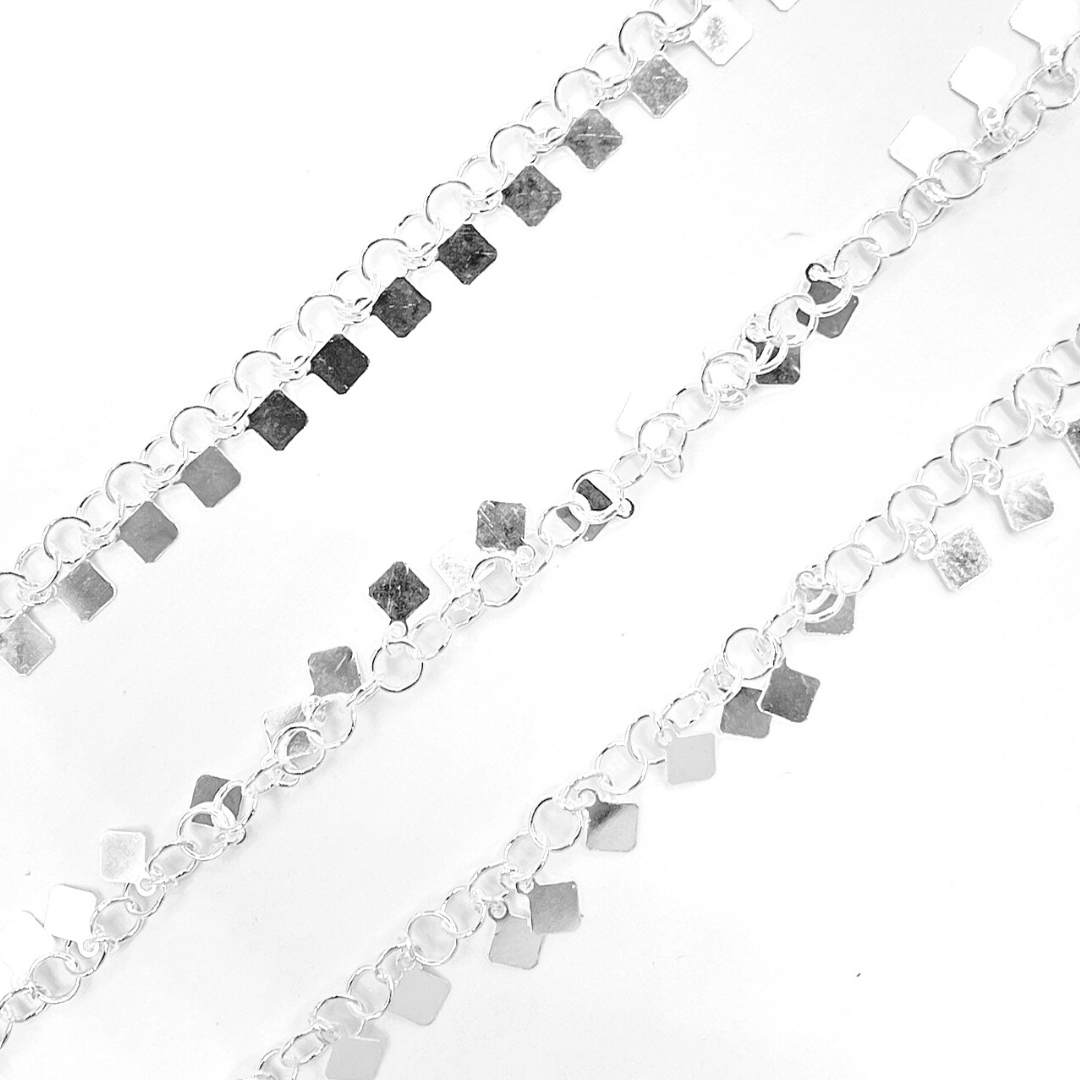 925 Sterling Silver Dangle 4x3mm Square Chains