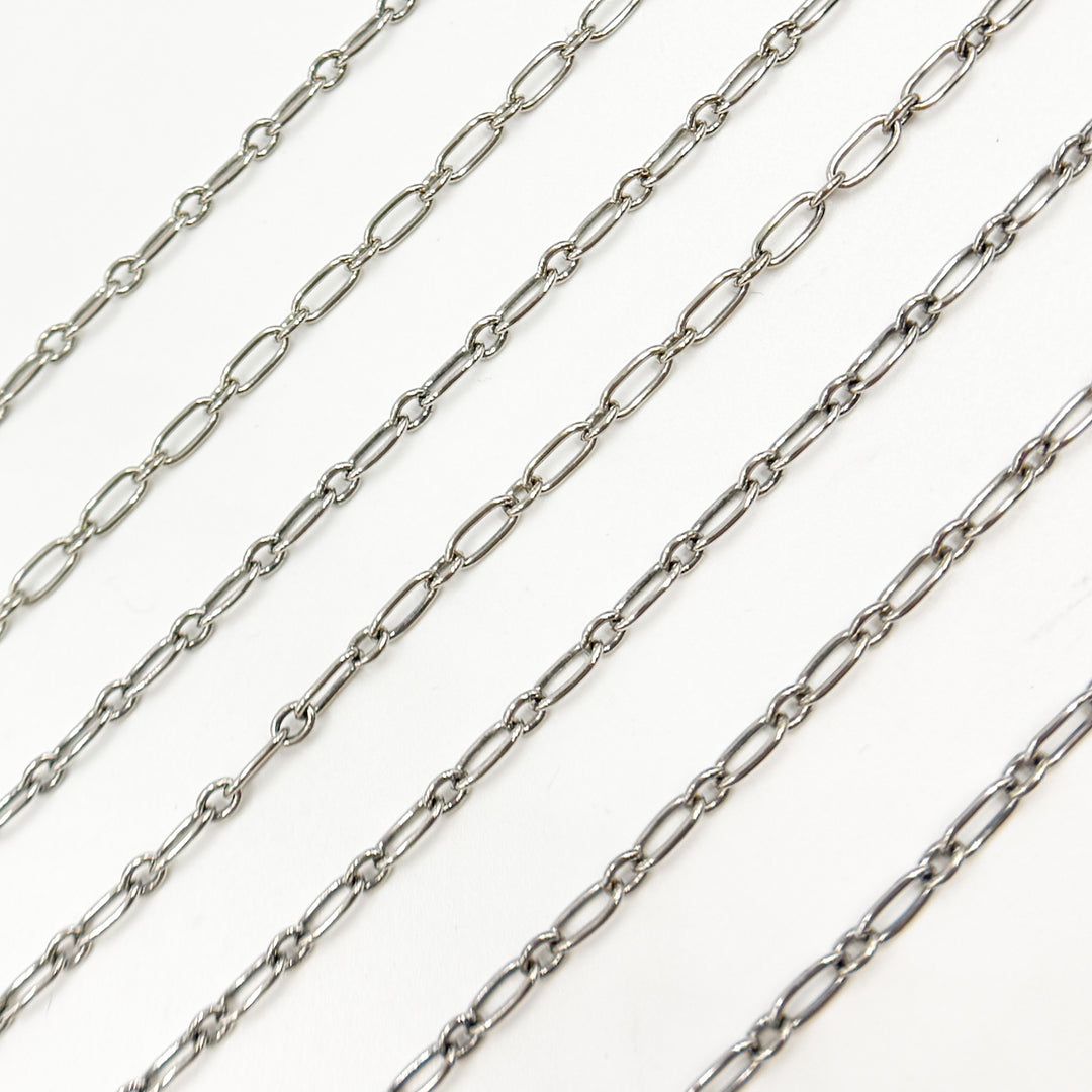 Y134OX. Oxidized Sterling Silver Smooth Long and Short Link Chain