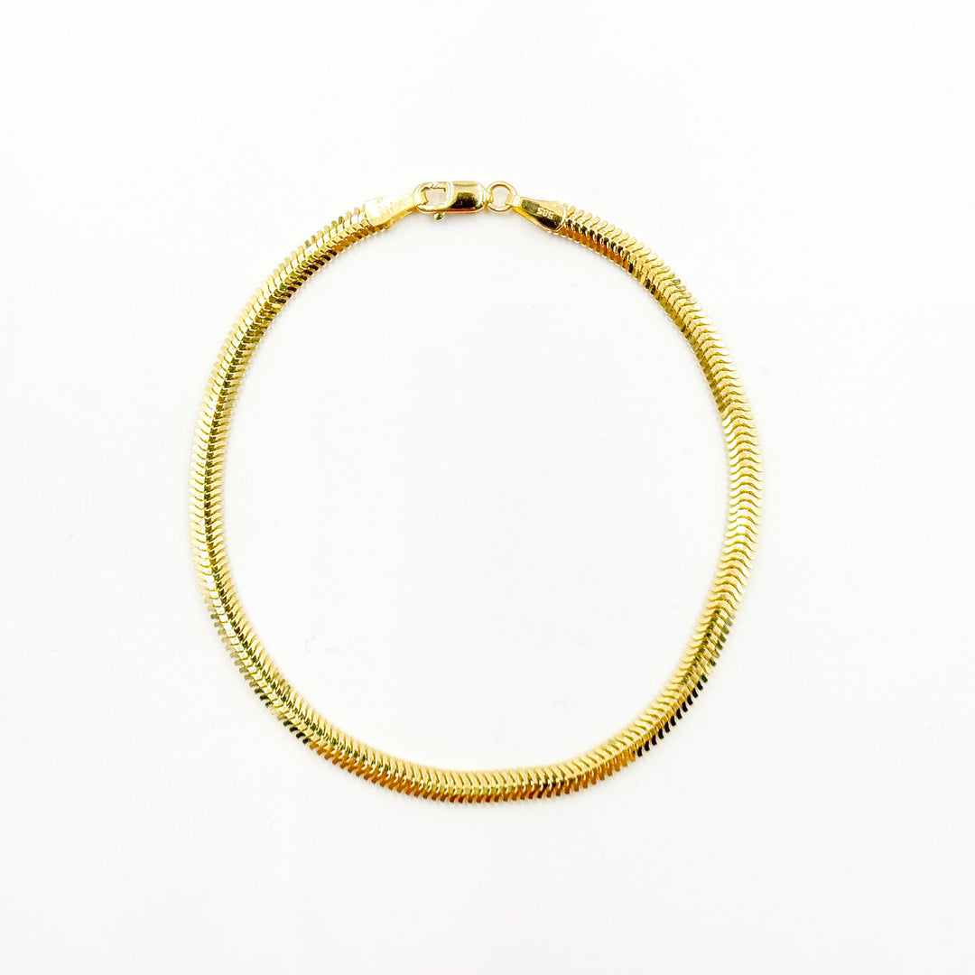330CCTDBRA8BR. 14K Solid Gold Flat Snake Bracelet