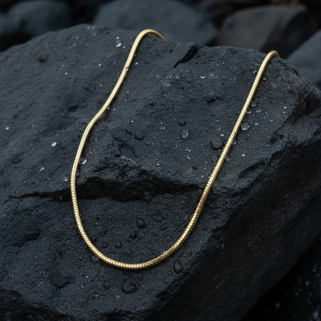 120CCTD. 14k Solid Yellow Gold Snake Necklace