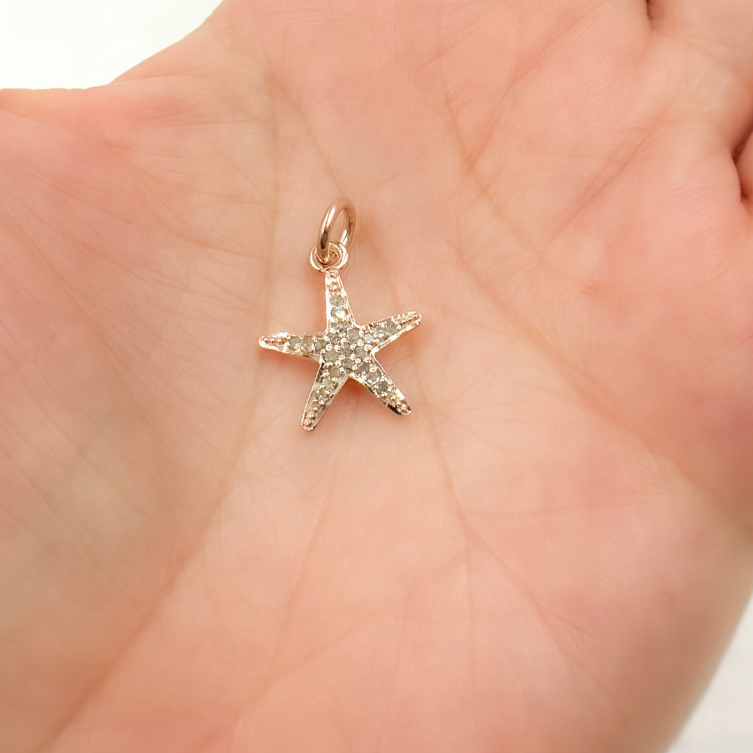 DC428. Diamond Sterling Silver Starfish Charm