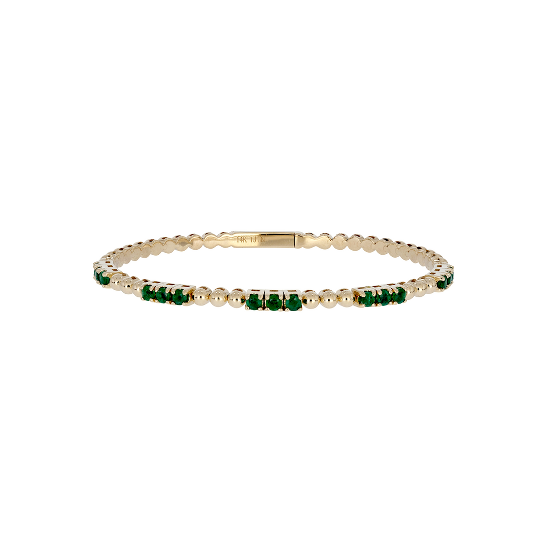 BNZ68568. 14K Solid Yellow Gold Gemstone Bangle