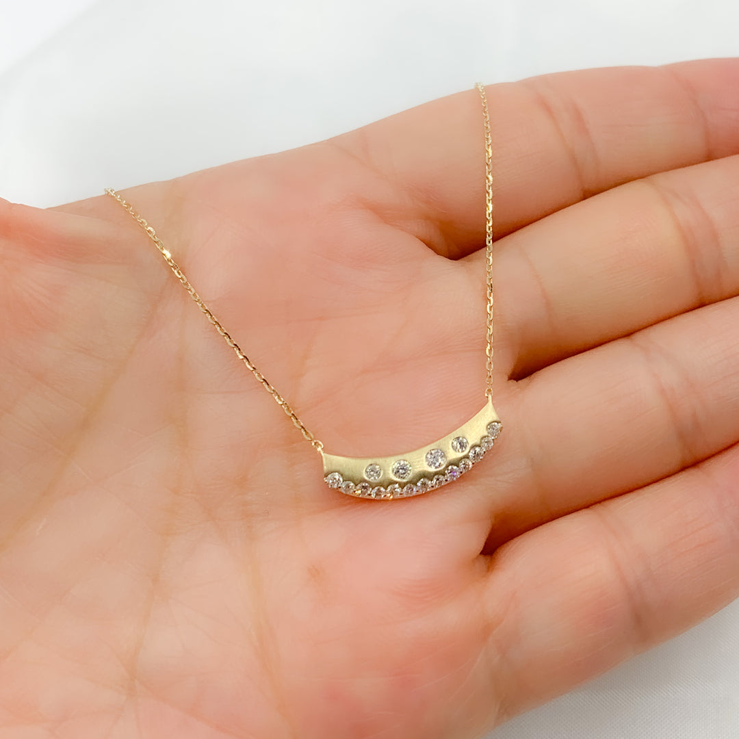 14K Solid Gold Diamond Bar Necklace. NT403266