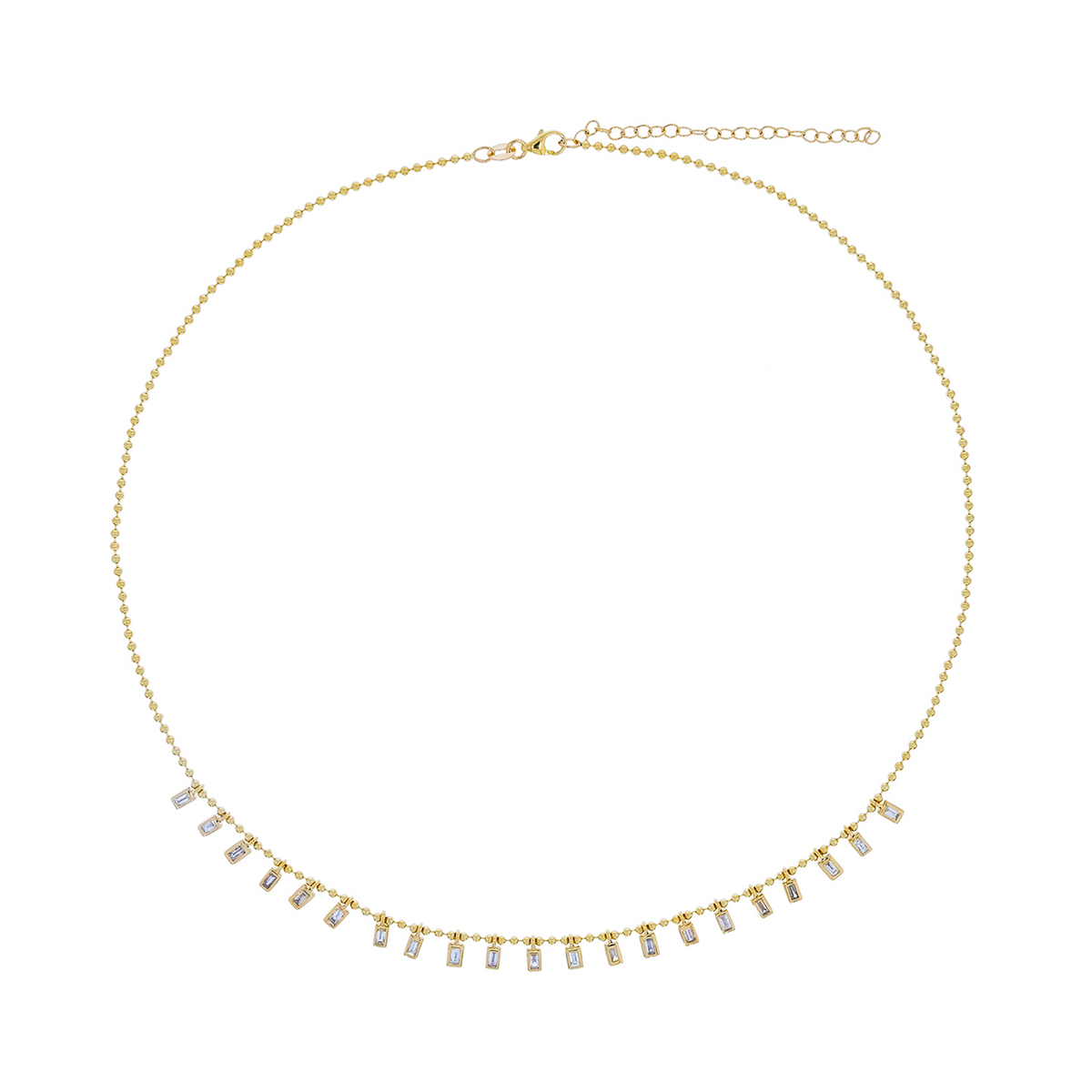 NFZ71948. 14K Solid Gold Gemstone Dangle Rectangle Necklace