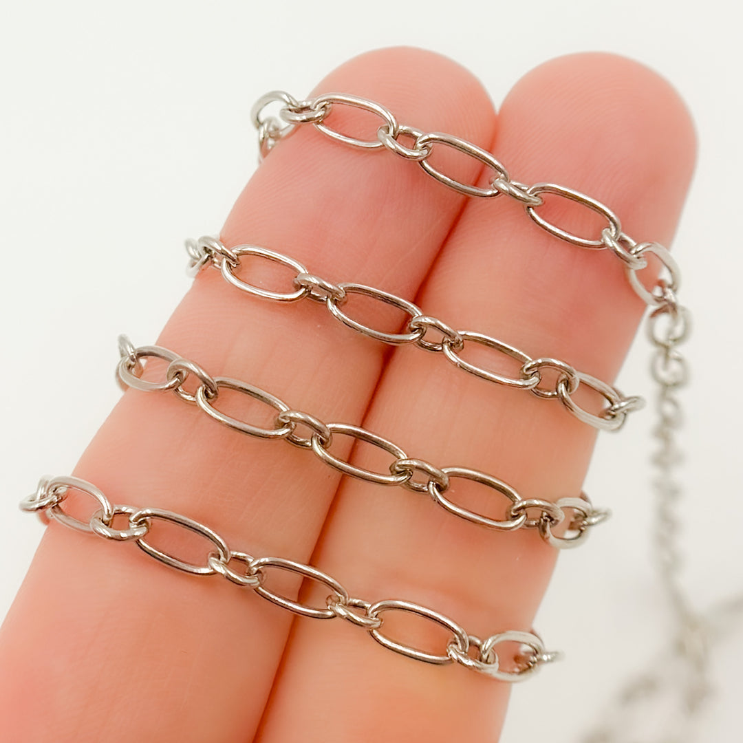 Y135OX. Oxidized Sterling Silver Smooth Long and Short Link Chain