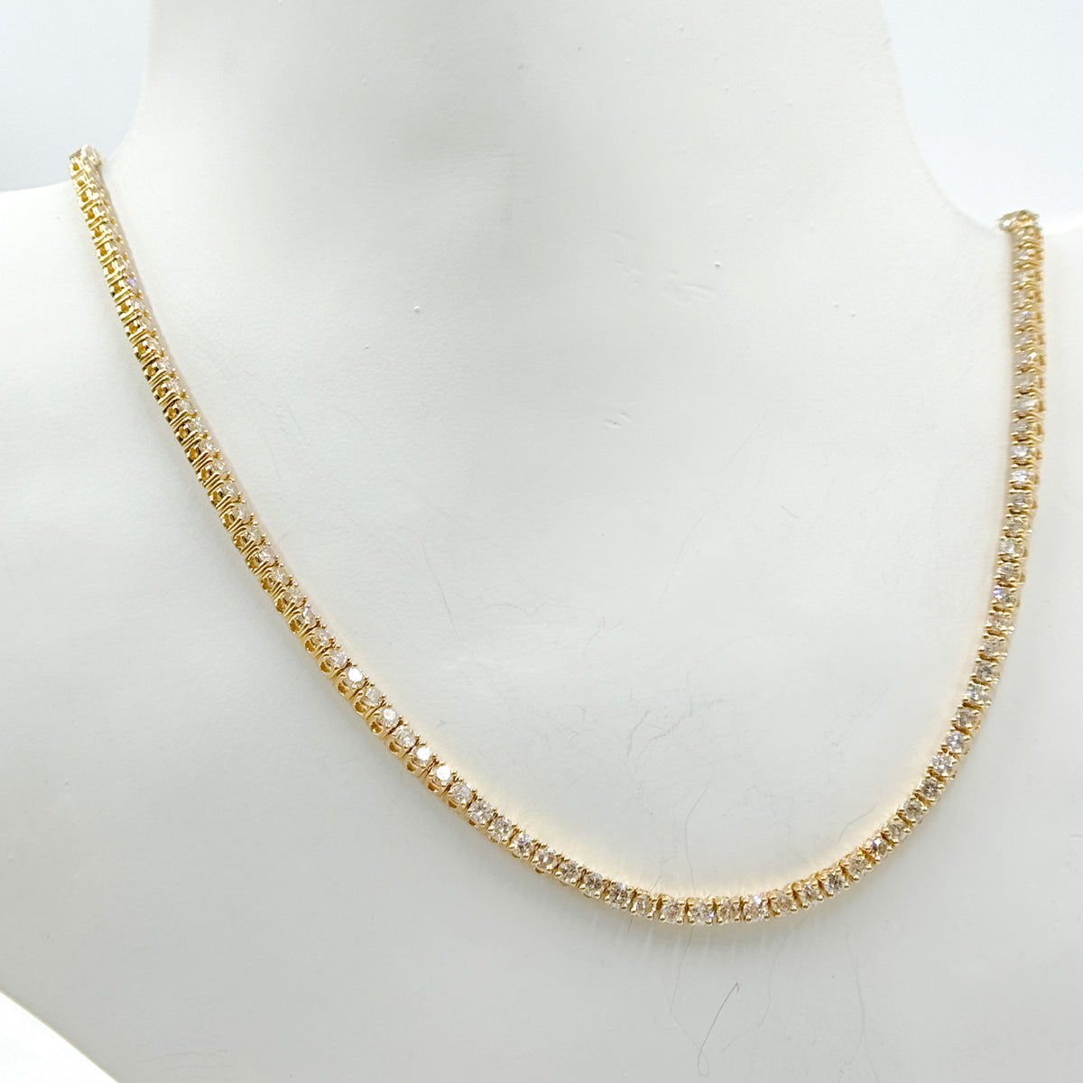 NFR71713. 14K Solid Gold Diamond Tennis Choker Necklace