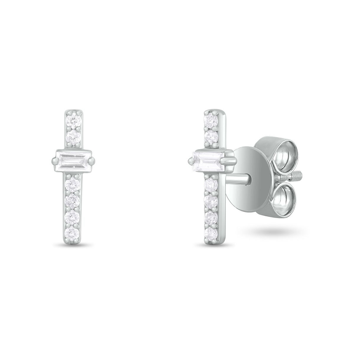ER421149. 14K Solid Gold Diamond Bar Studs