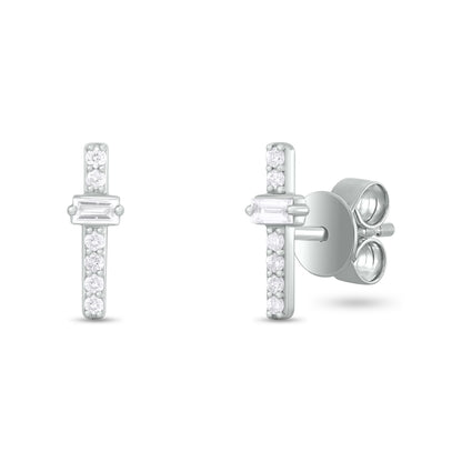 ER421149. 14K Solid Gold Diamond Bar Studs
