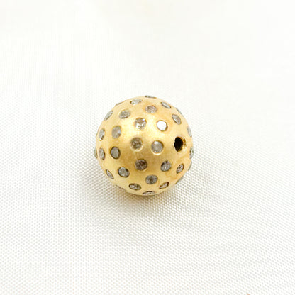 DC723. Diamond Sterling Silver Round Bead