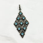 Load image into Gallery viewer, DP170. Diamond Sterling Silver Rhombus Shape Pendant with Gemstone
