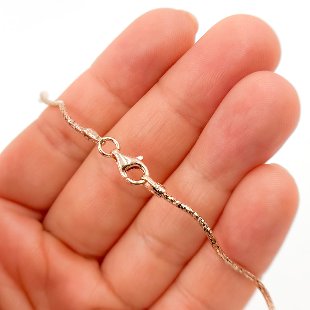 Sterling Silver Rose Gold Plated Snake Omega Necklace